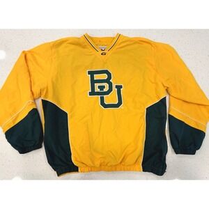 Vintage 90s Baylor Bears, Pullover Windbreaker Jacket, V-Neck, Embroidered BU XL